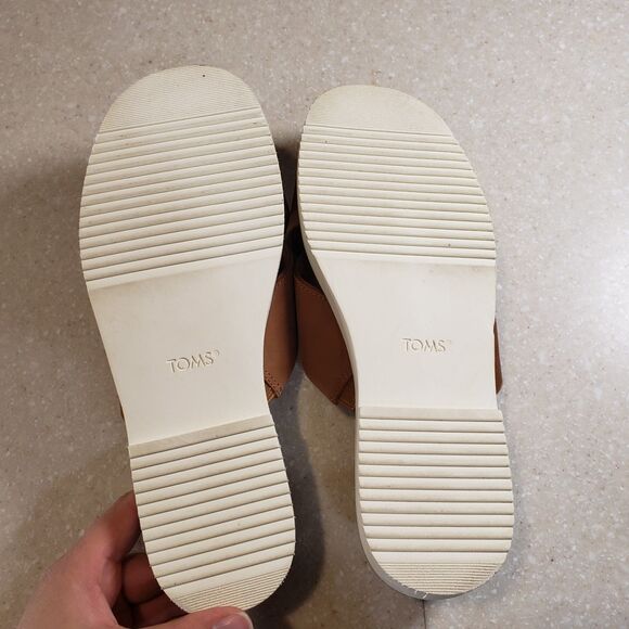 TOMS Mae Crossover Leather Slide Sandals Brown Sugar Women’s US 8.5 - Picture 4 of 7